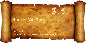 Benik Vénusz névjegykártya